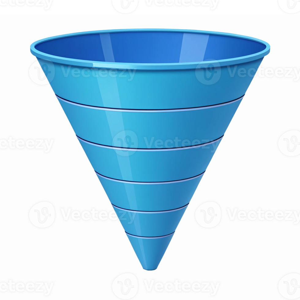 Realistic Blue Funnel with Transparent Background for Various Design Applications png