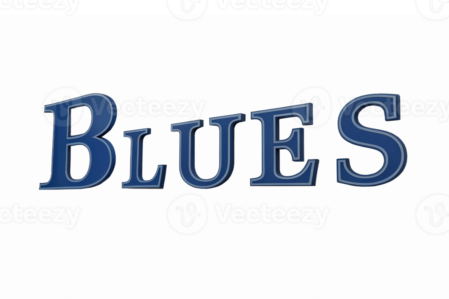 Bold Blue Blues Typography Design with 3D Effect on Transparent Background png