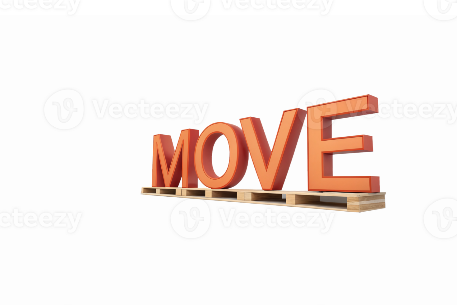3D Orange MOVE Text with Wooden Pallet Display Ideal for Motivational Graphics png
