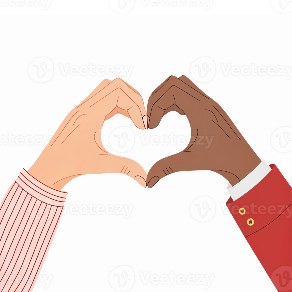 Diverse Hands Forming Heart Shape Symbolizing Unity Love and Togetherness on Transparent Background png