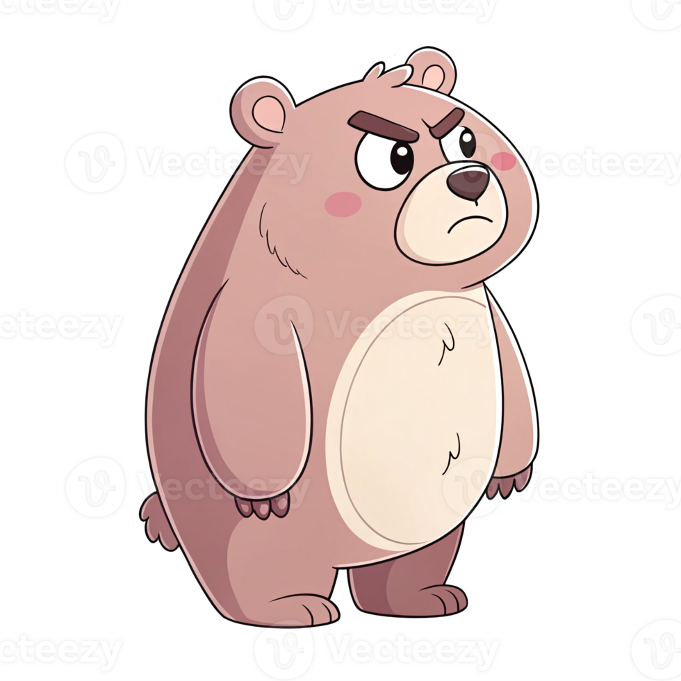 Angry Cartoon Bear Character with Transparent Background for Childrens Design Projects png