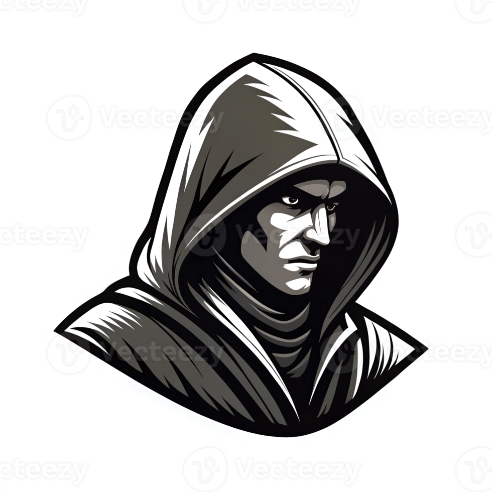 Mysterious Hooded Man with Transparent Background for Gaming and Branding Use png