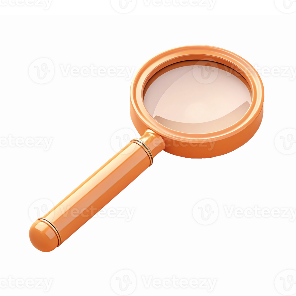 Orange Magnifying Glass with Transparent Background for Analysis and Search Applications png