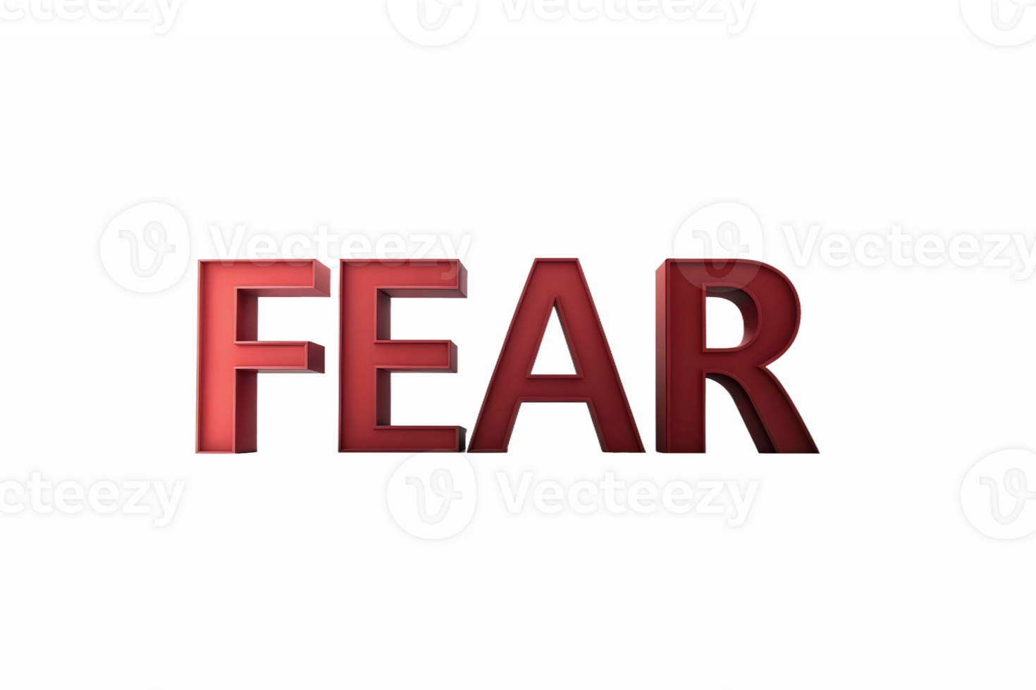 Bold Red 3D Text Fear Representation on Transparent Background for Emotional Design Projects png