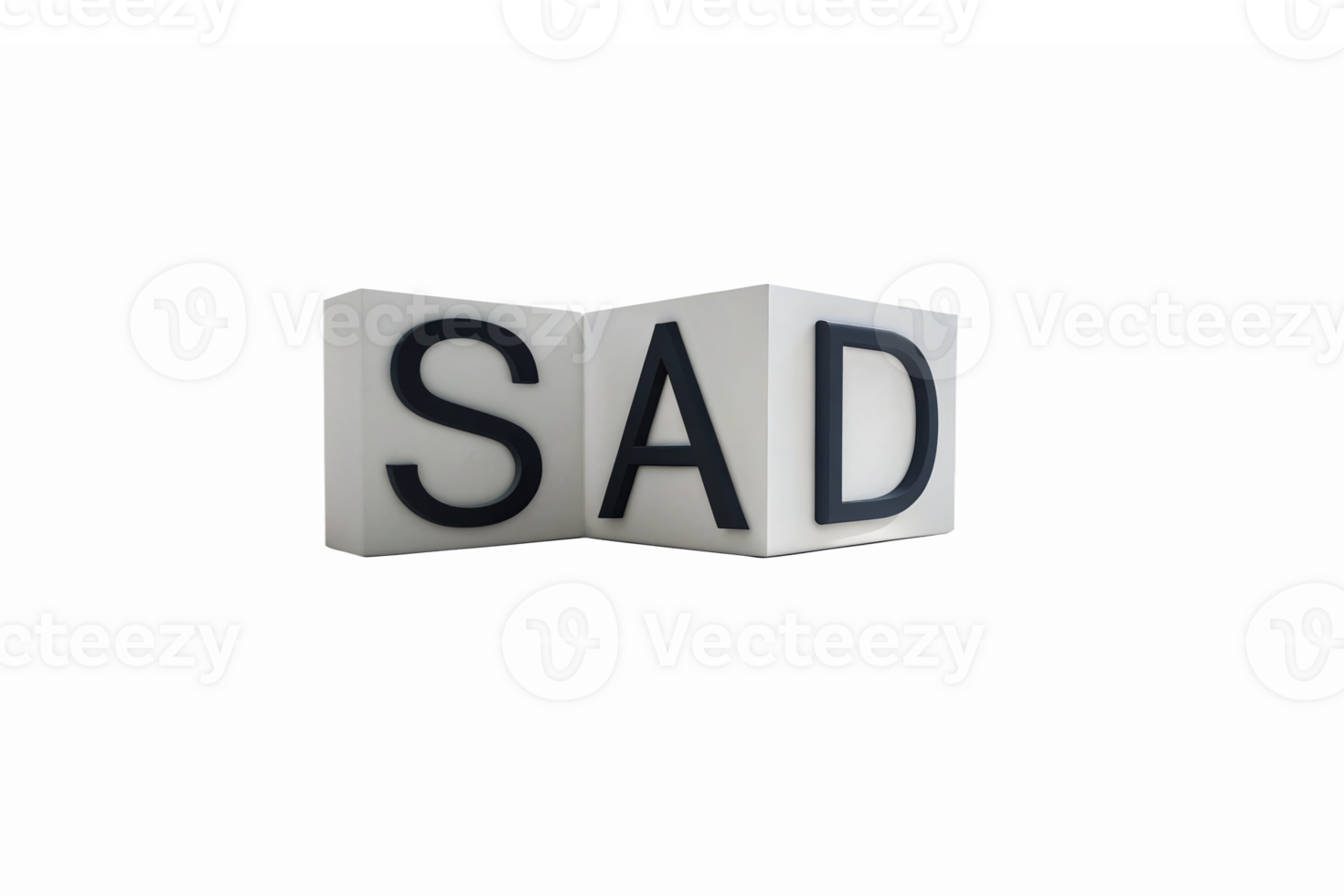 Emotional Expression Using Three Dimensional SAD Text Design with Transparent Background png