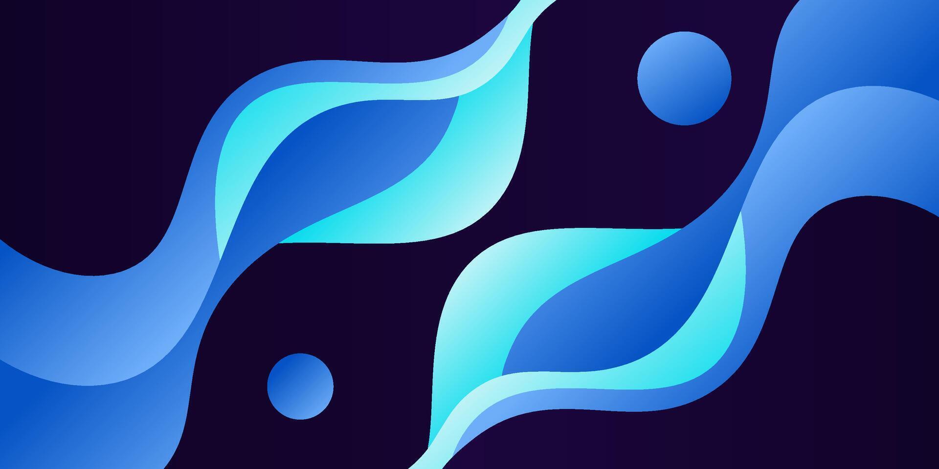 Blue geometric business banner design. Creative banner design with wave and circle shape as template. Simple design on purple horizontal banner. Eps10 vector