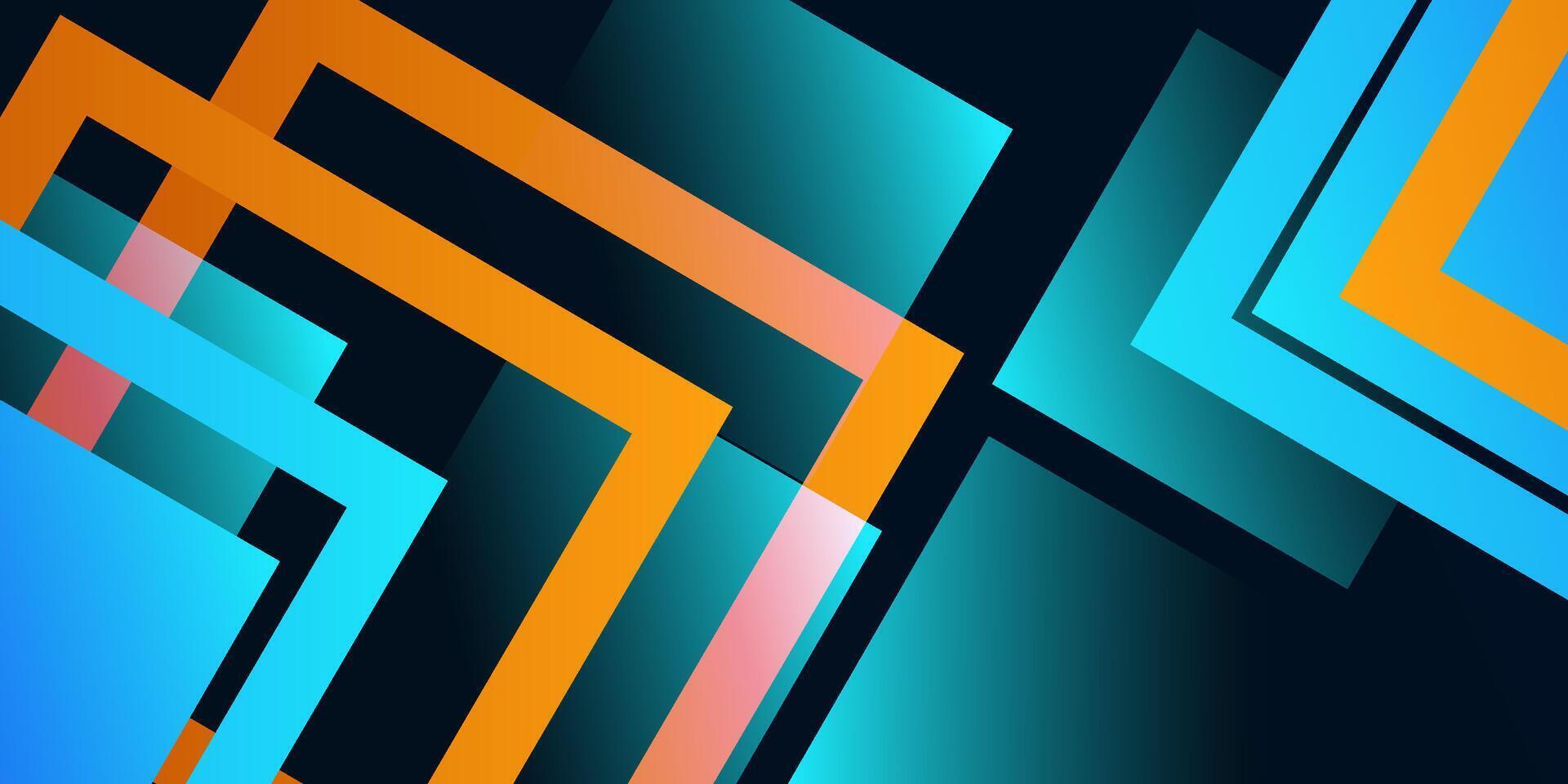 Abstract blue and orange triangle arrow concept with 3D background. Overlapping geometric shapes pattern. Eps10 vector