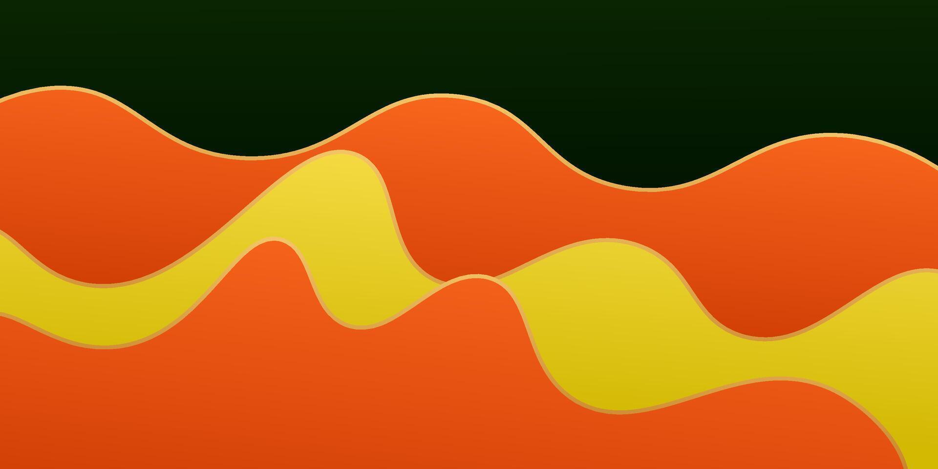 Modern yellow and orange geometric business banner design. Creative banner design with wave shapes and lines on dark background for template. Simple horizontal banner. eps10 vector