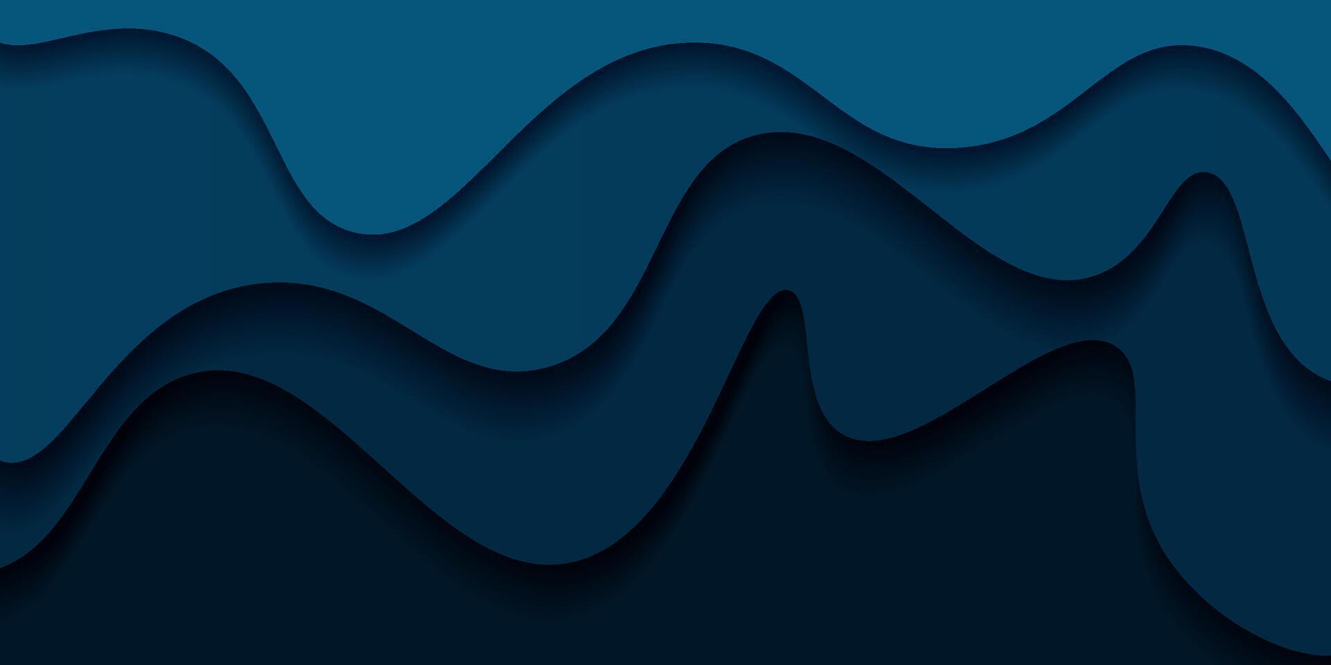 Abstract 3D wave background with dark blue liquid shapes in the background. Simple liquid wave shape pattern layer background. Eps10 vector