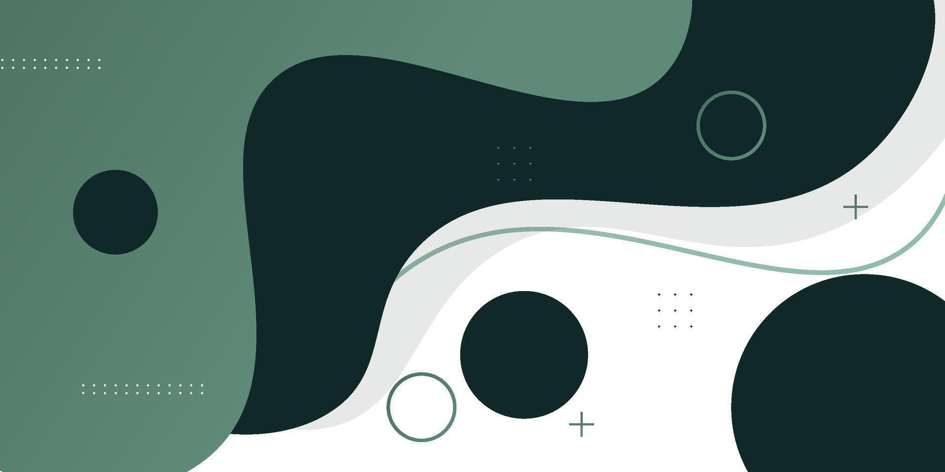 Simple wavy dark green frame geometric business banner design. Creative banner design with curved shapes and lines on white background for template. Simple horizontal banner. eps10 vector