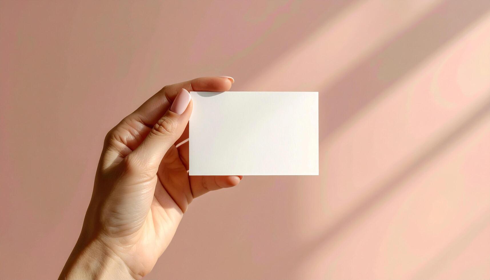 Woman Holding Business Card with Natural Light photo
