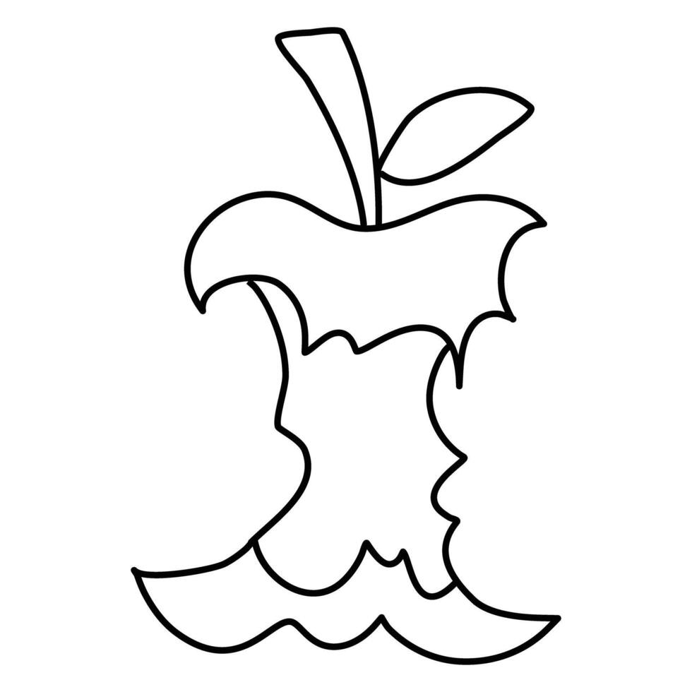 Apple fruit bitten Coloring Drawing for Kids vector