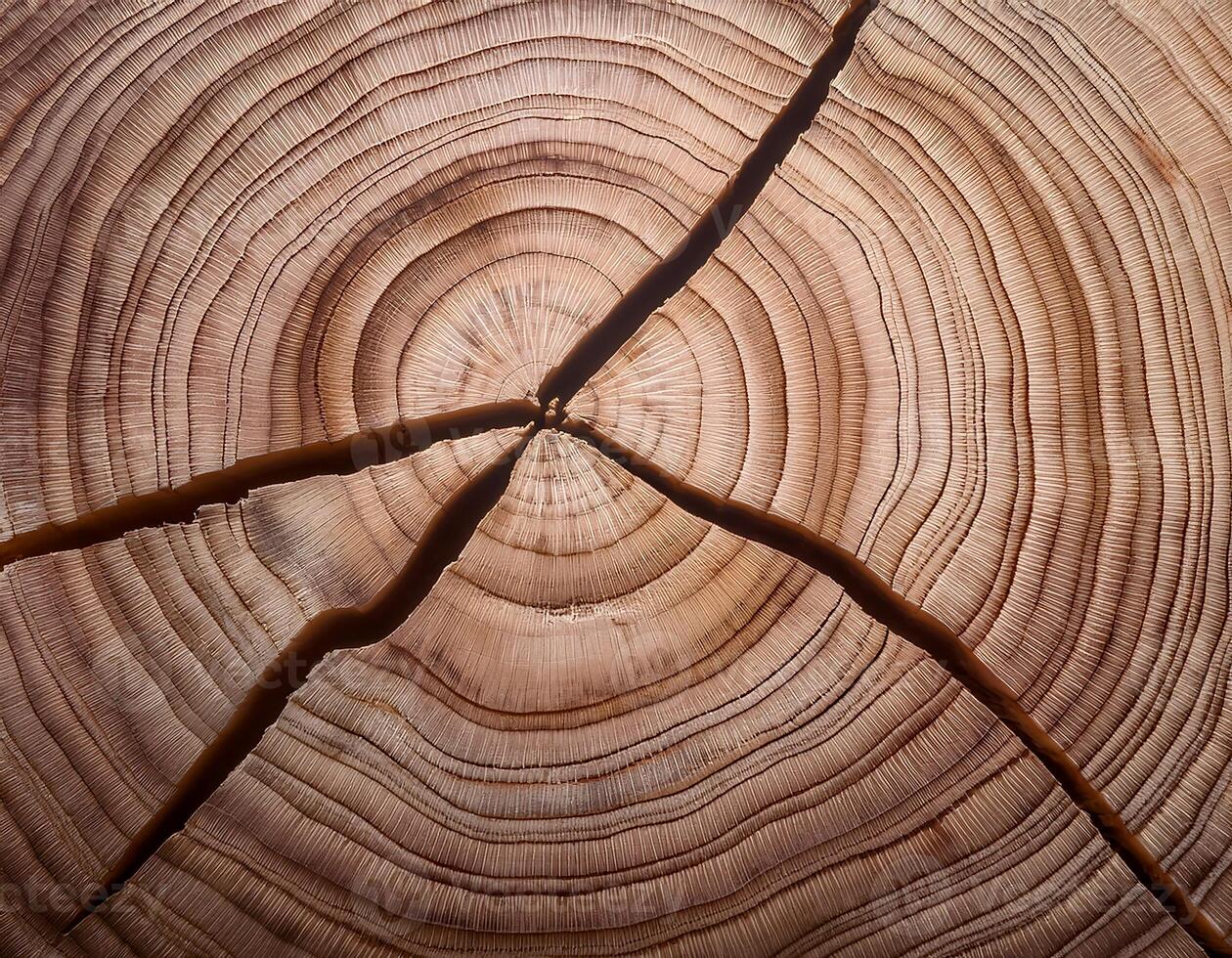 Close-up of tree rings indicating tree age. photo