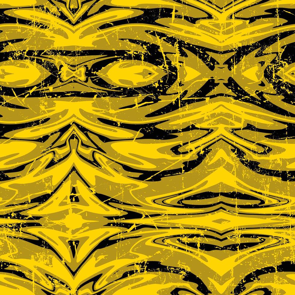 seamless pattern unique grunge yellow black psychedelic abstract vector
