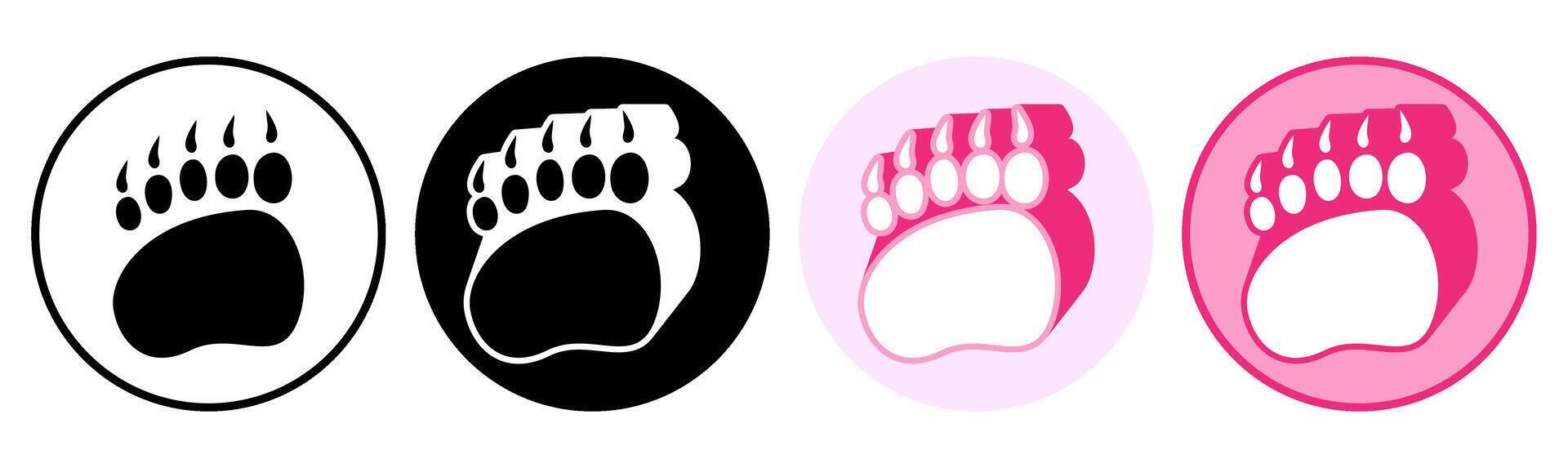 Set trendy bear footprints icon. paw print symbol pictogram illustration vector