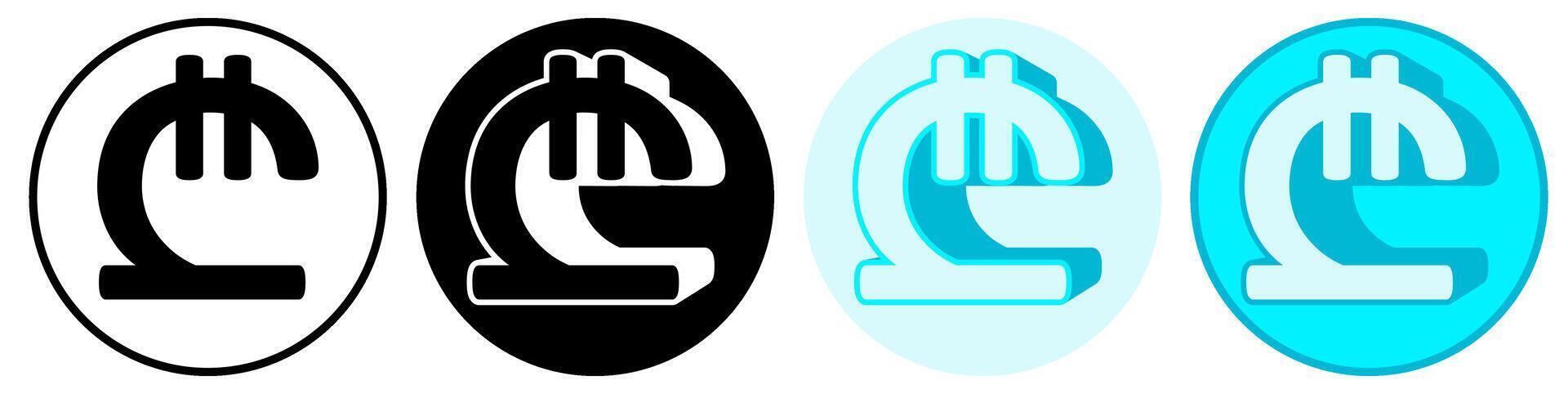 Set trendy Lari Symbol icon. Georgian currency pictogram illustration vector