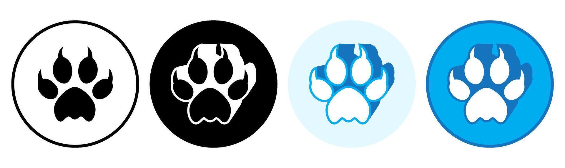Set trendy coyote footprints icon. paw print symbol pictogram illustration vector