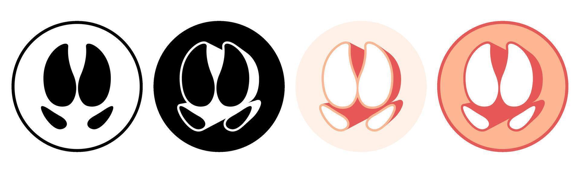 Set trendy pig footprints icon. paw print symbol pictogram illustration vector