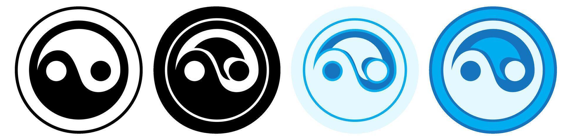 Set Trendy yin and yang Symbol icon pictogram illustration vector