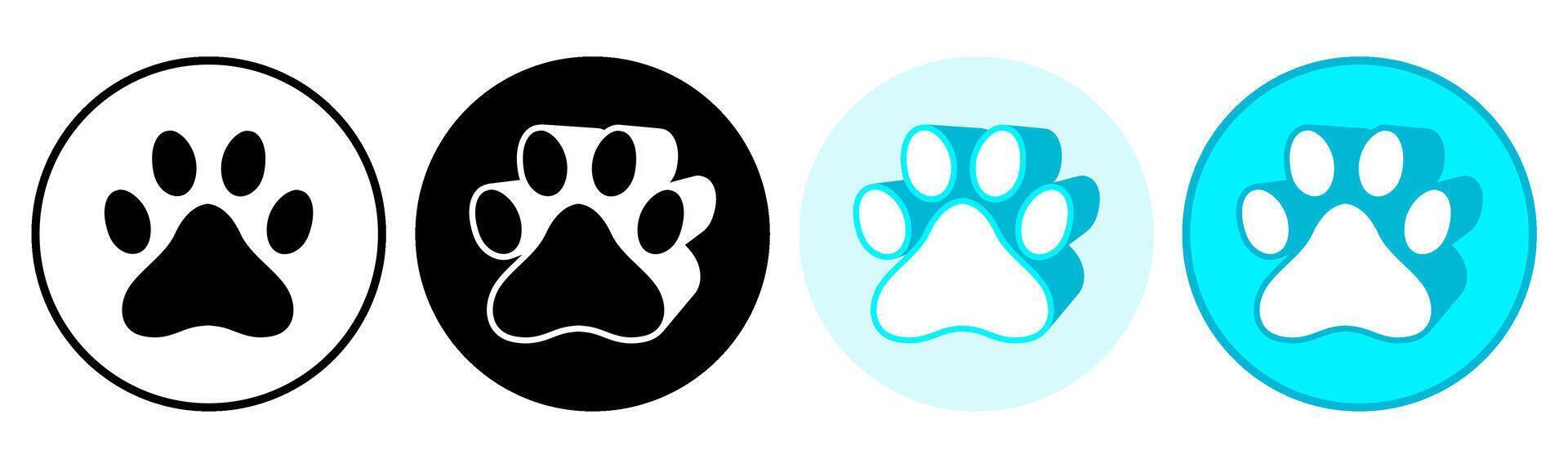 Set trendy cat footprints icon. paw print symbol pictogram illustration vector