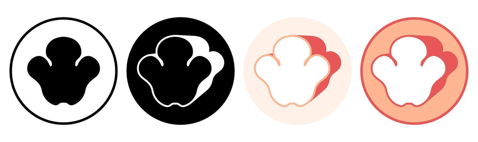 Set trendy rhino footprints icon. paw print symbol pictogram illustration vector