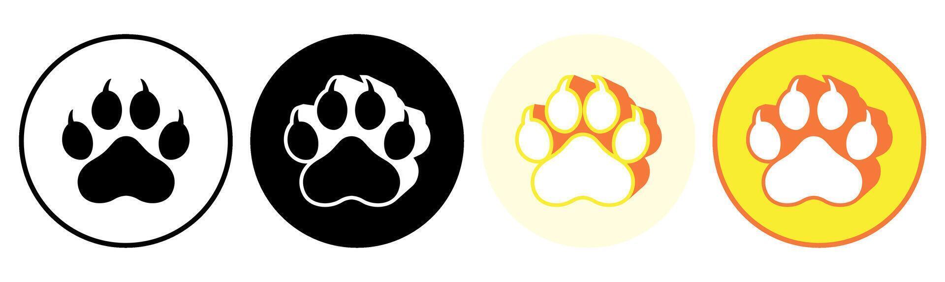 Set trendy lion footprints icon. paw print symbol pictogram illustration vector