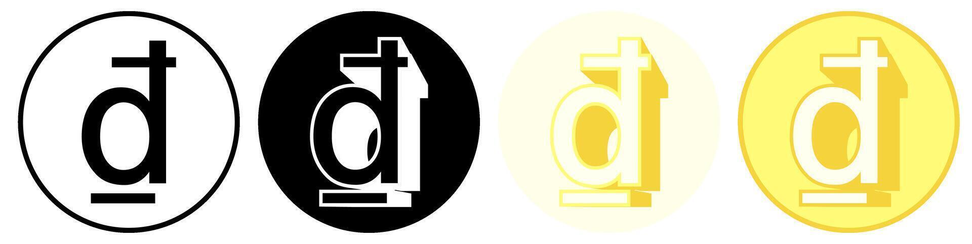 Set trendy Dong Symbol icon. Vietnam currency pictogram illustration vector