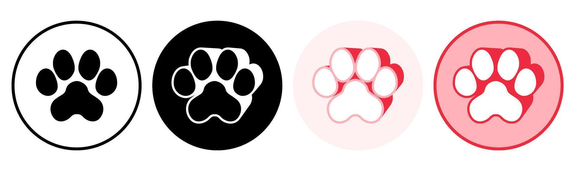 Set trendy bobcat footprints icon. paw print symbol pictogram illustration vector