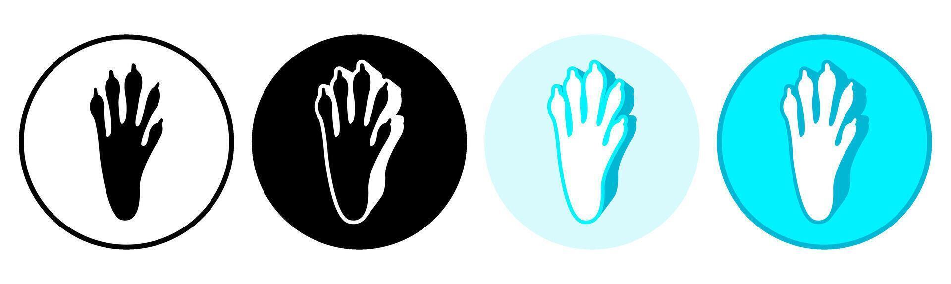 Set trendy raccoon footprints icon. paw print symbol pictogram illustration vector