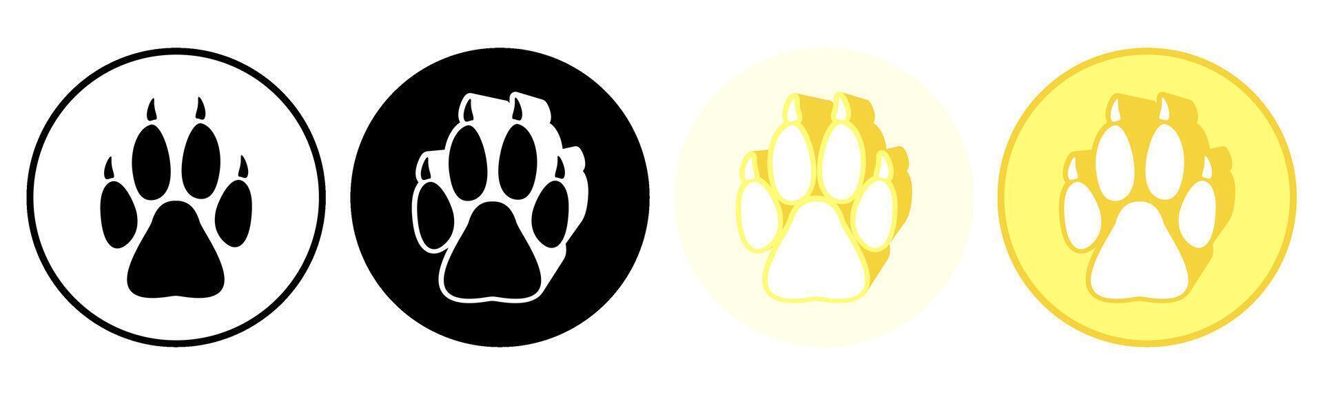 Set trendy corsac footprints icon. paw print symbol pictogram illustration vector