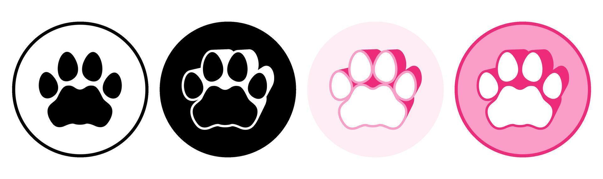 Set trendy leopard footprints icon. paw print symbol pictogram illustration vector