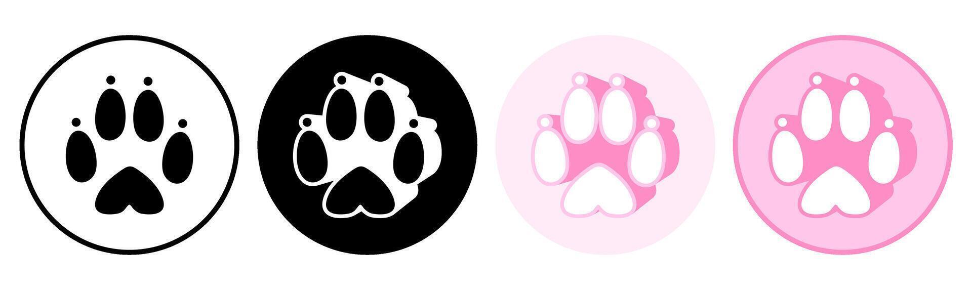 Set trendy rabbit footprints icon. paw print symbol pictogram illustration vector