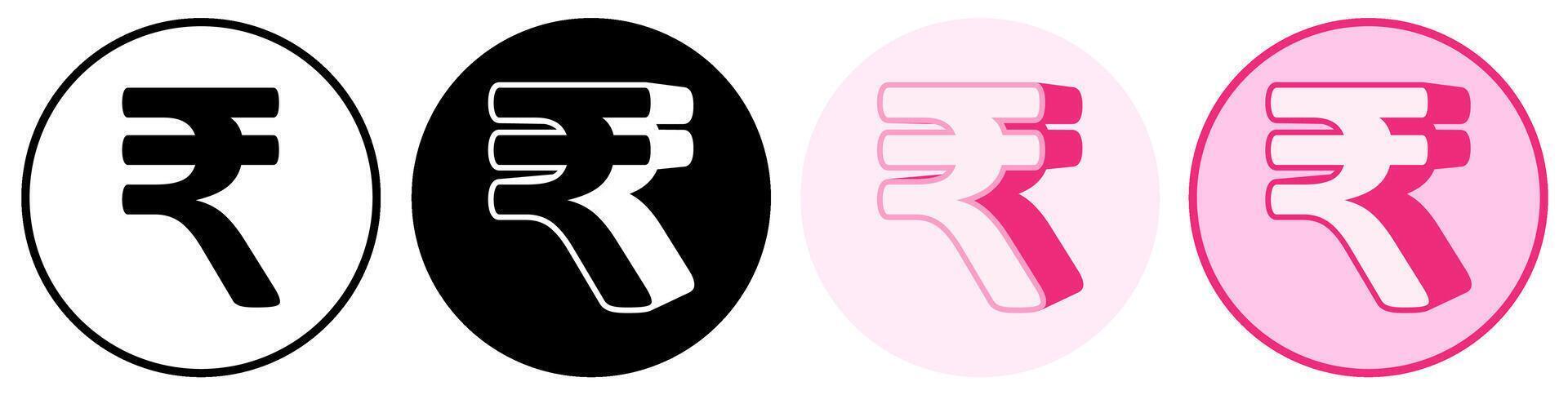 Set trendy Rupee Symbol icon. Indian currency pictogram illustration vector