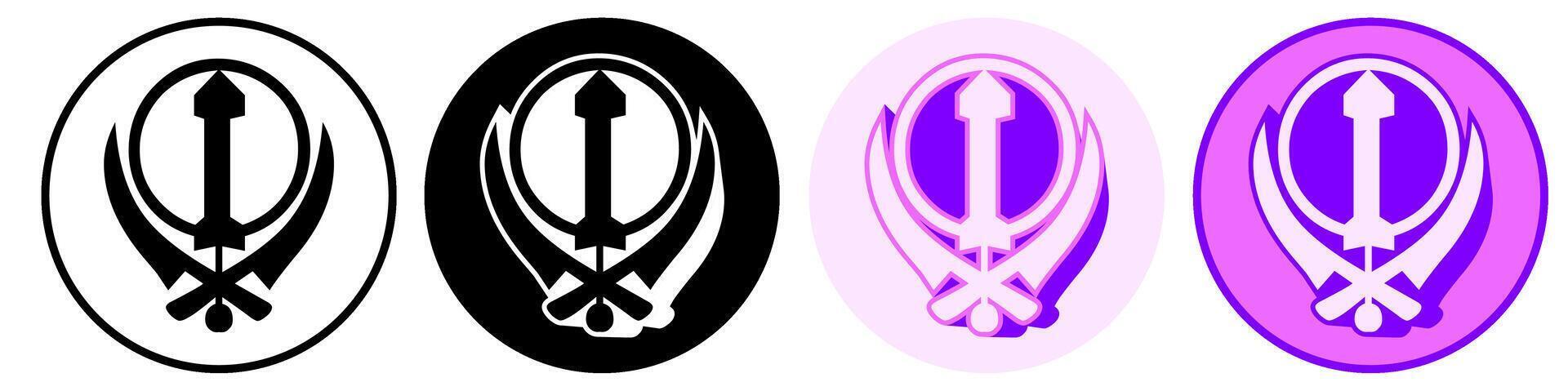 Set trendy Adi Shakti Symbol icon. Khanda sign pictogram illustration vector
