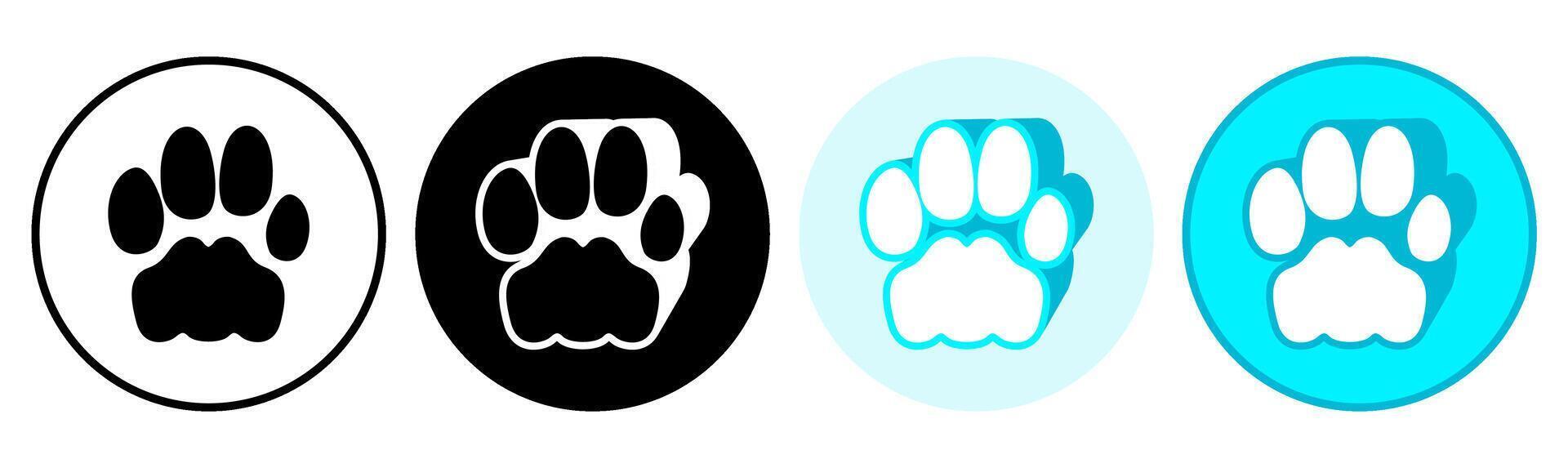Set trendy hyena footprints icon. paw print symbol pictogram illustration vector