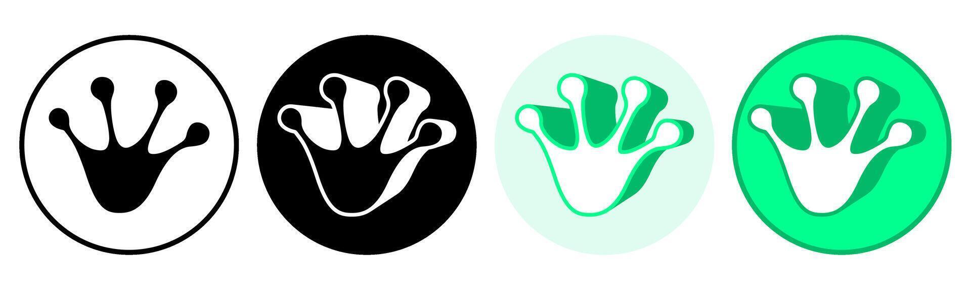 Set trendy frog footprints icon. paw print symbol pictogram illustration vector