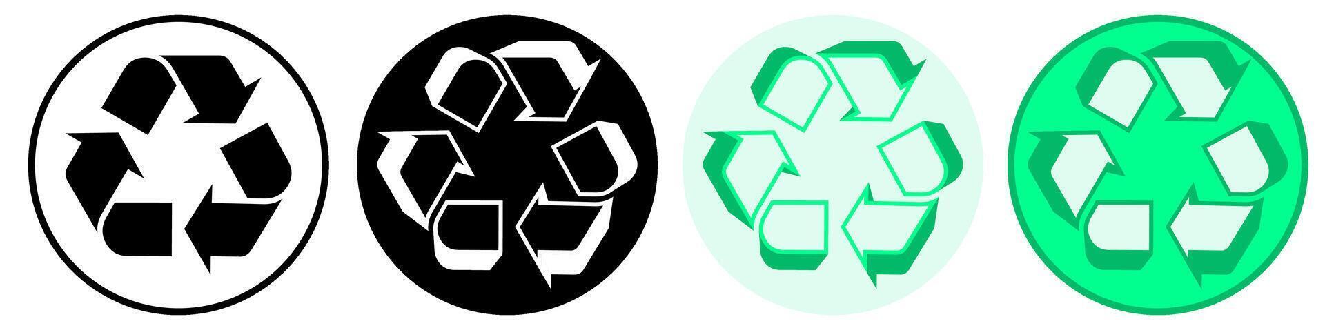 Set Trendy recycle Sign Symbol icon pictogram illustration vector