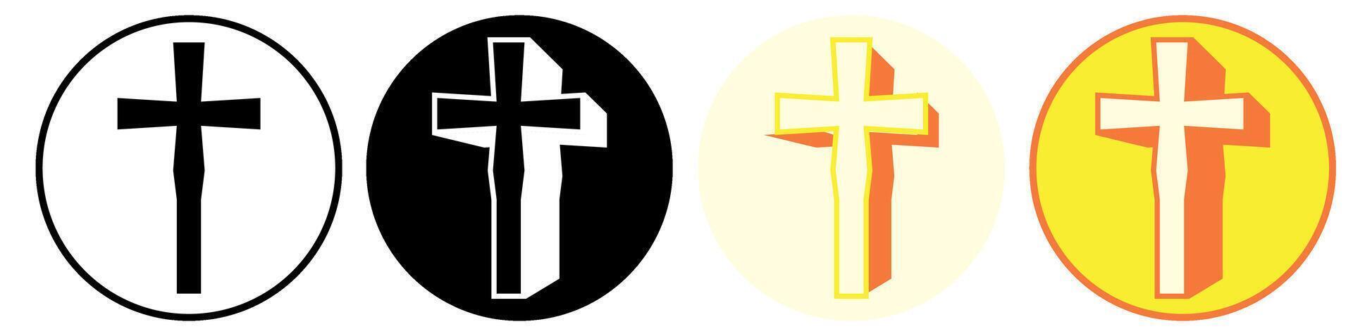 Set trendy Christian cross Symbol icon pictogram illustration vector