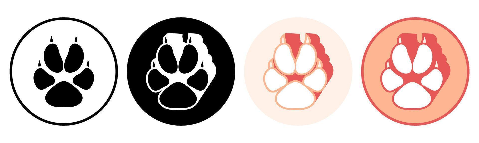 Set trendy fox footprints icon. paw print symbol pictogram illustration vector
