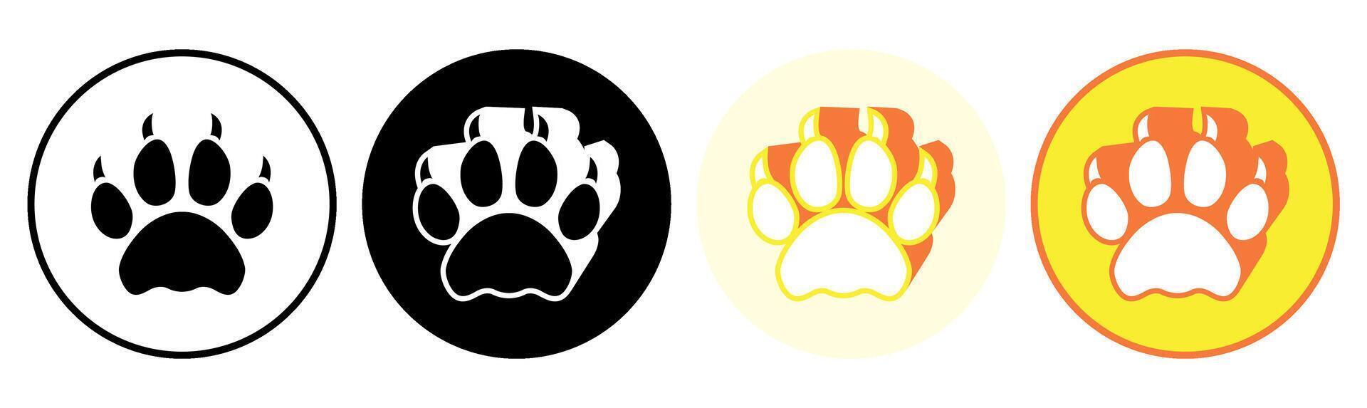 Set trendy tiger footprints icon. paw print symbol pictogram illustration vector