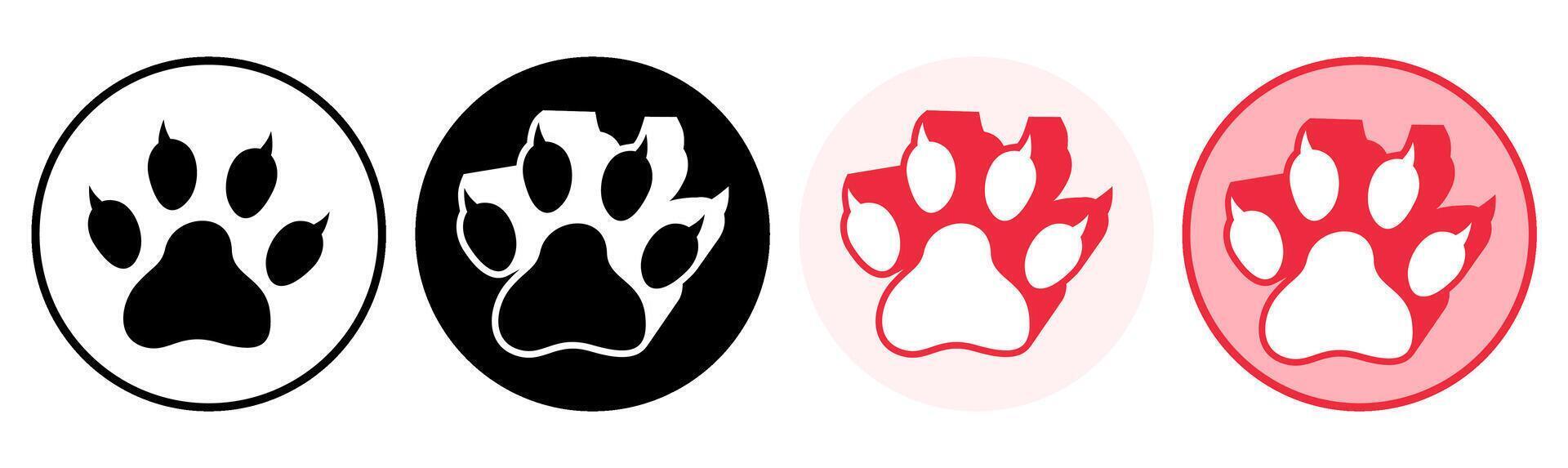 Set trendy dog footprints icon. paw print symbol pictogram illustration vector