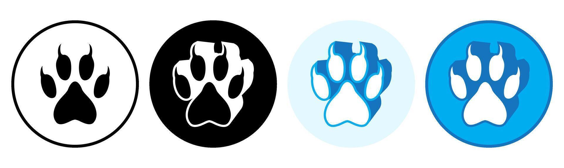Set trendy wolf footprints icon. paw print symbol pictogram illustration vector