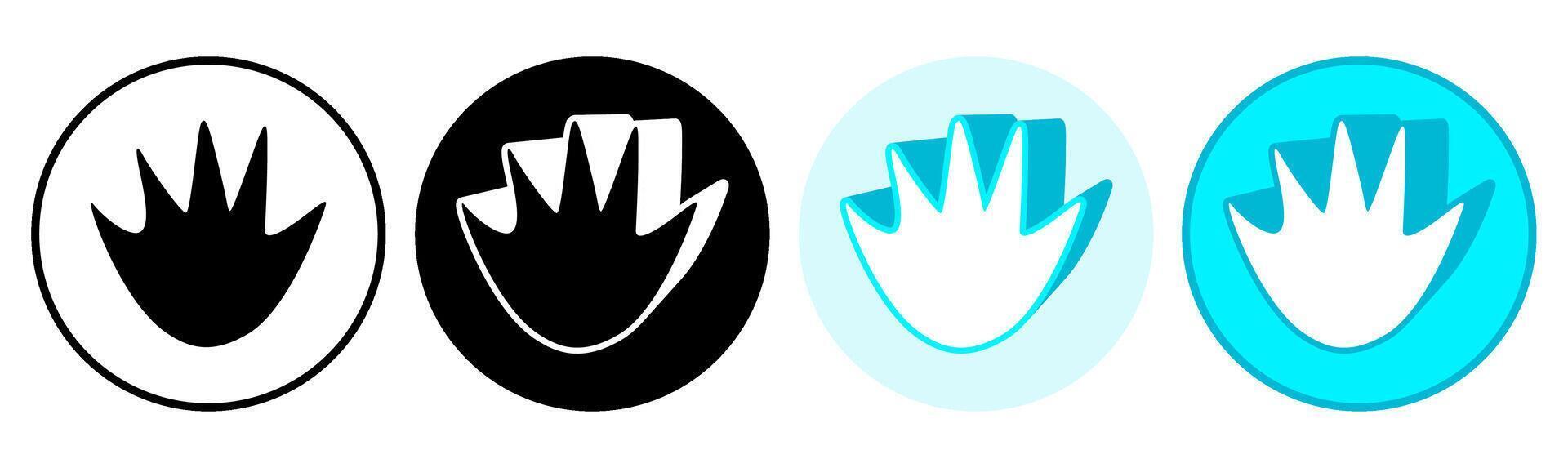 Set trendy crocodile footprints icon. paw print symbol pictogram illustration vector