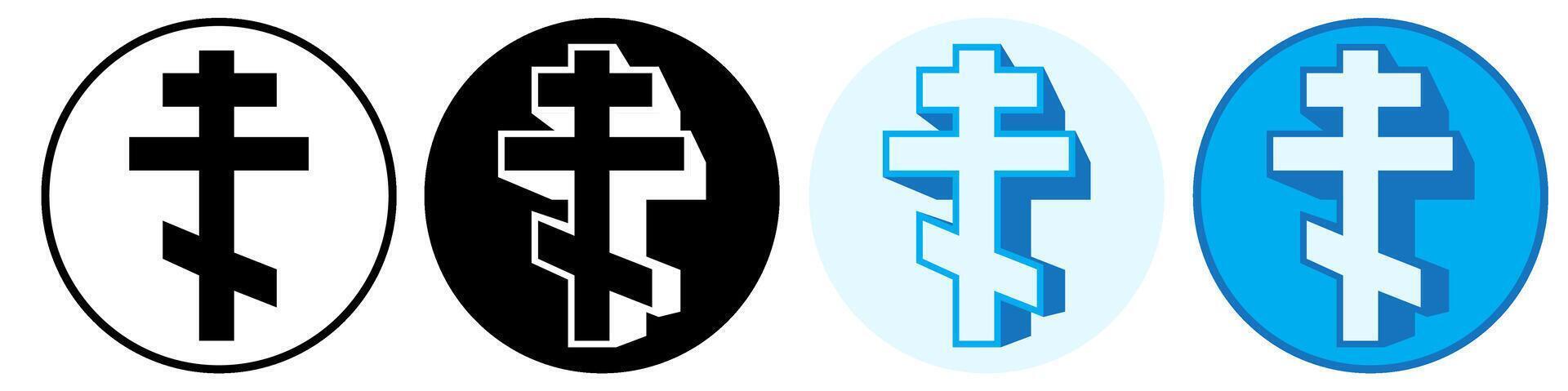 Set trendy Orthodox Cross Symbol icon pictogram illustration vector