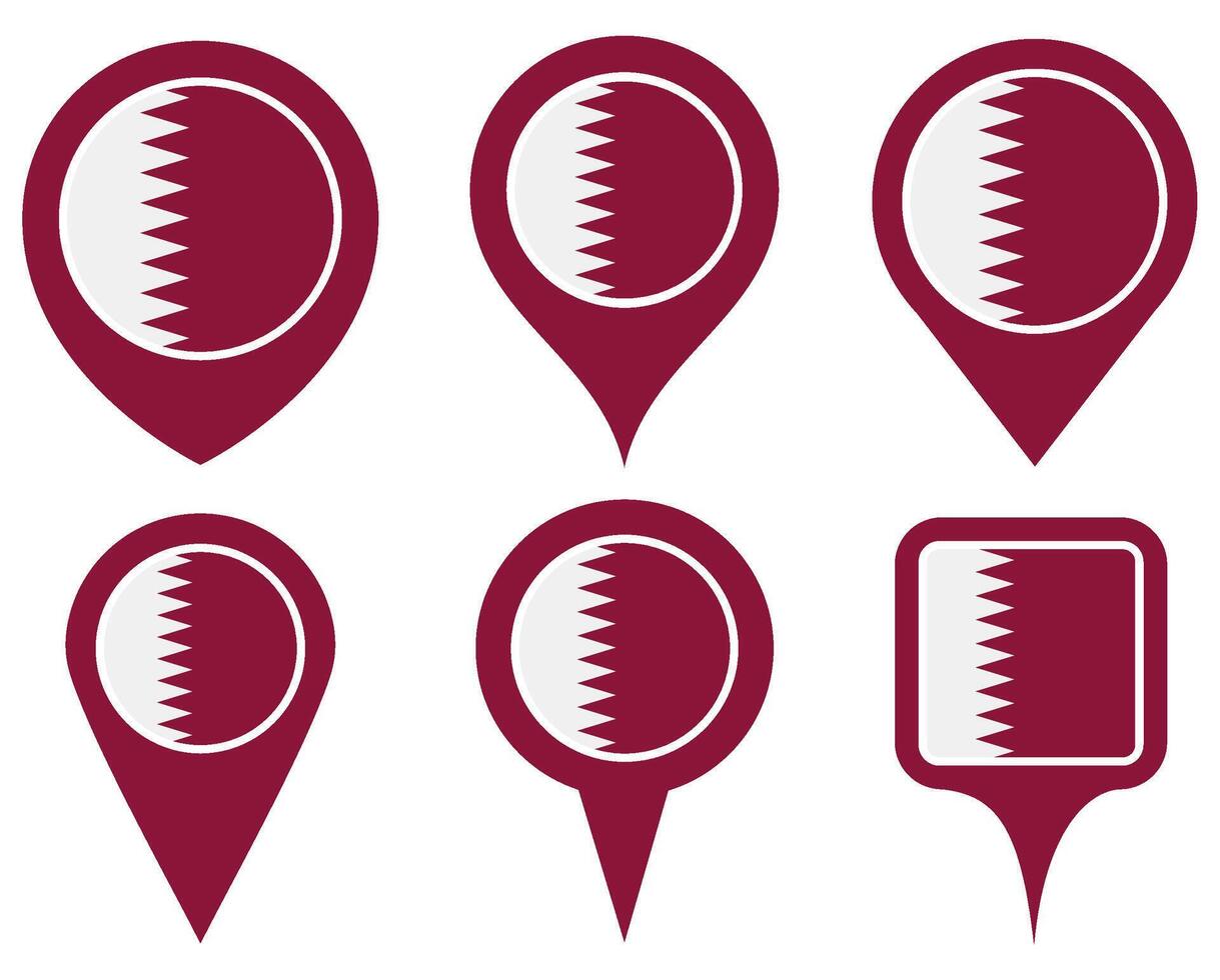set Location pin qatar flag icon. Country location symbol Map markers design template illustration vector