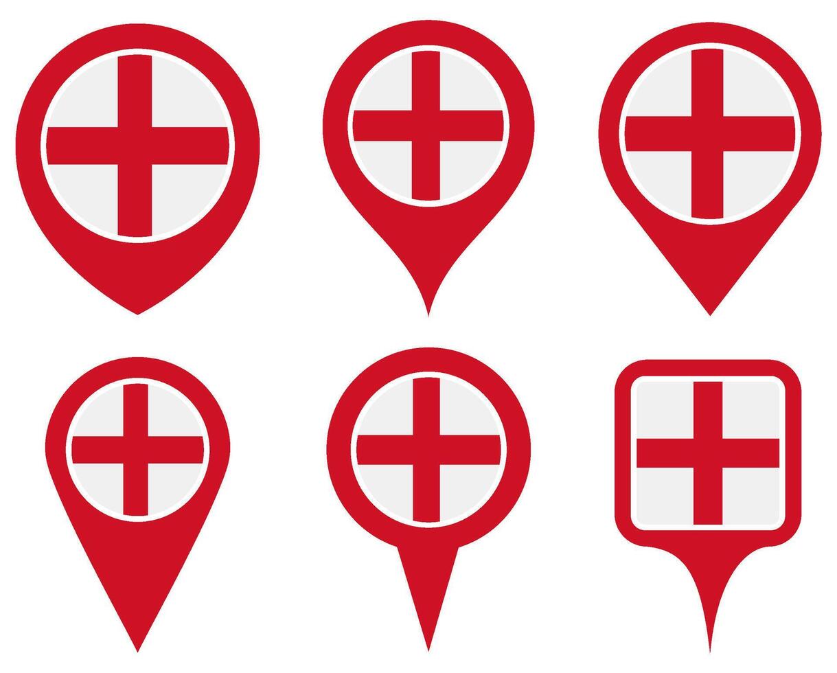 set Location pin england flag icon. Country location symbol Map markers design template illustration vector