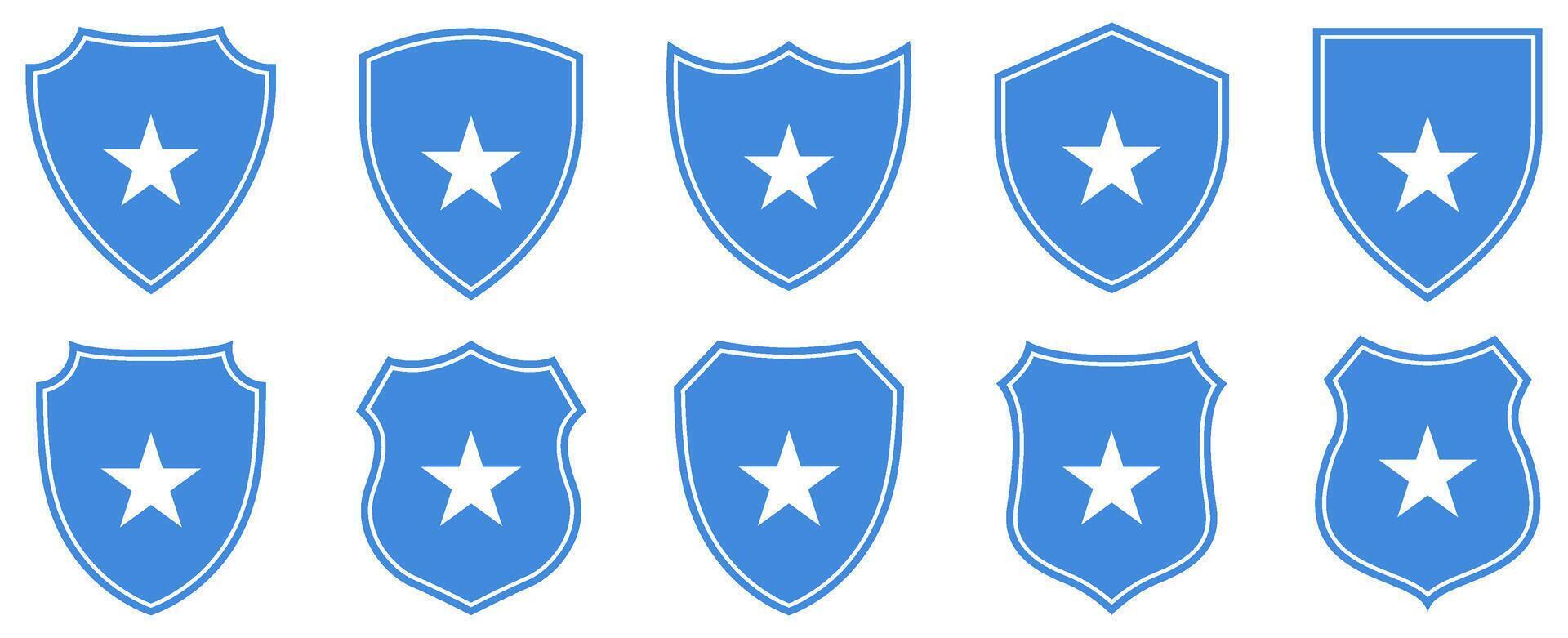 set collections somalia flag in shield badge icon. somalia flag symbol of powerful country. somalia independence day emblem label sticker design template illustration vector