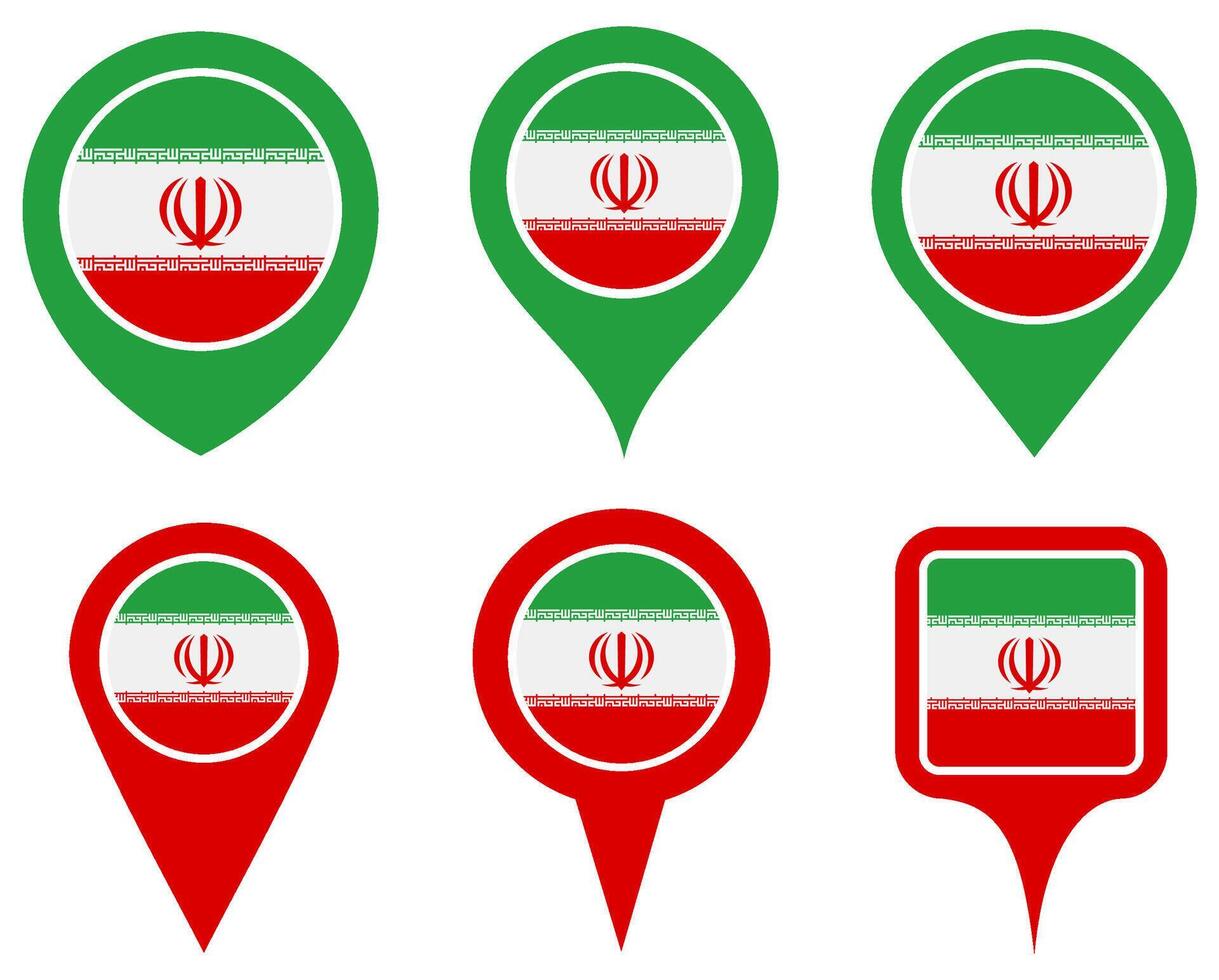 set Location pin iran flag icon.Country location symbol Map markers design template illustration vector