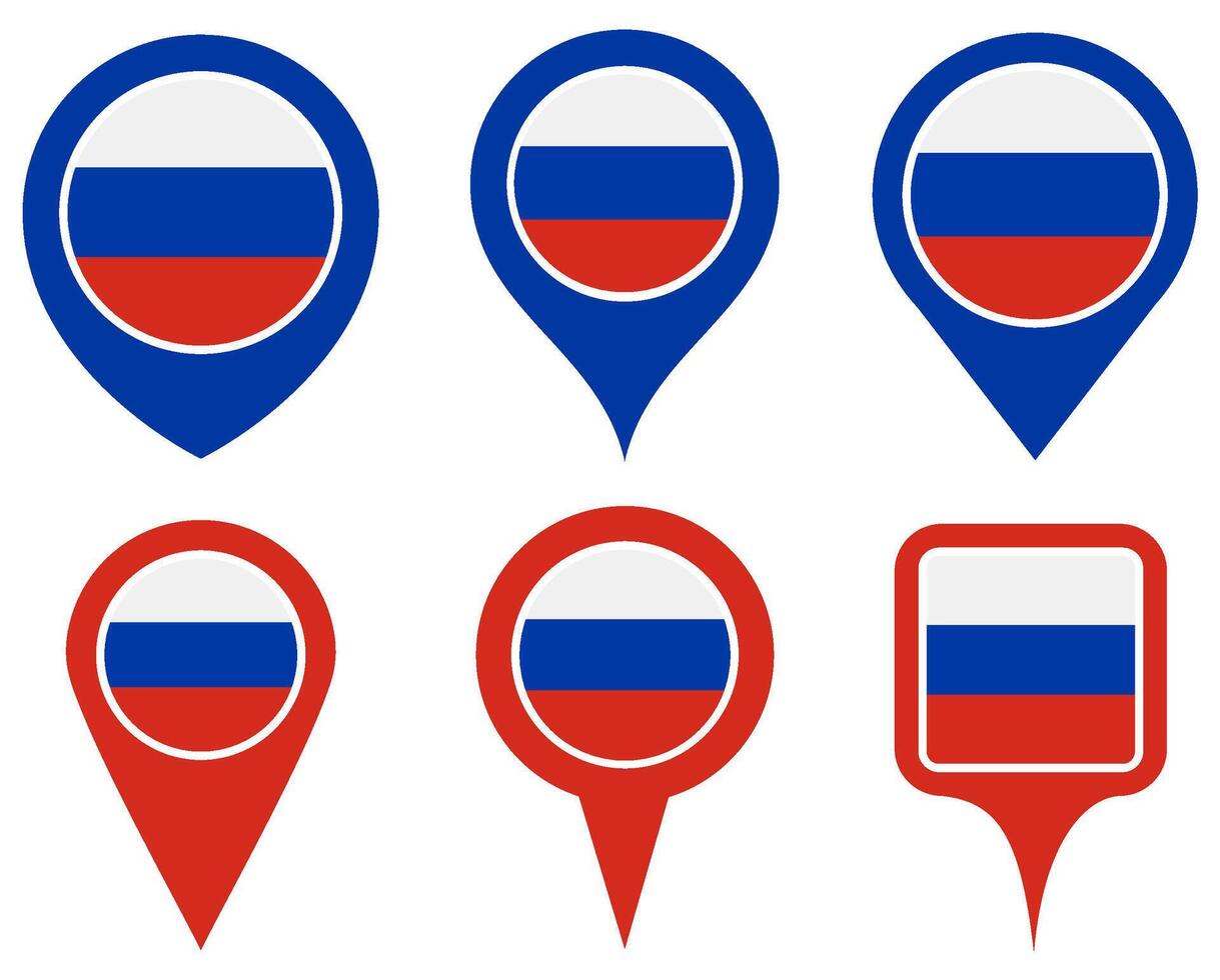 set Location pin russia flag icon. Country location symbol Map markers design template illustration vector