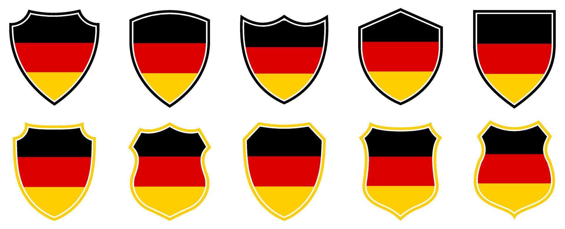 set collections germany flag in shield badge icon. germany flag symbol of powerful country. germany independence day emblem label sticker design template illustration vector